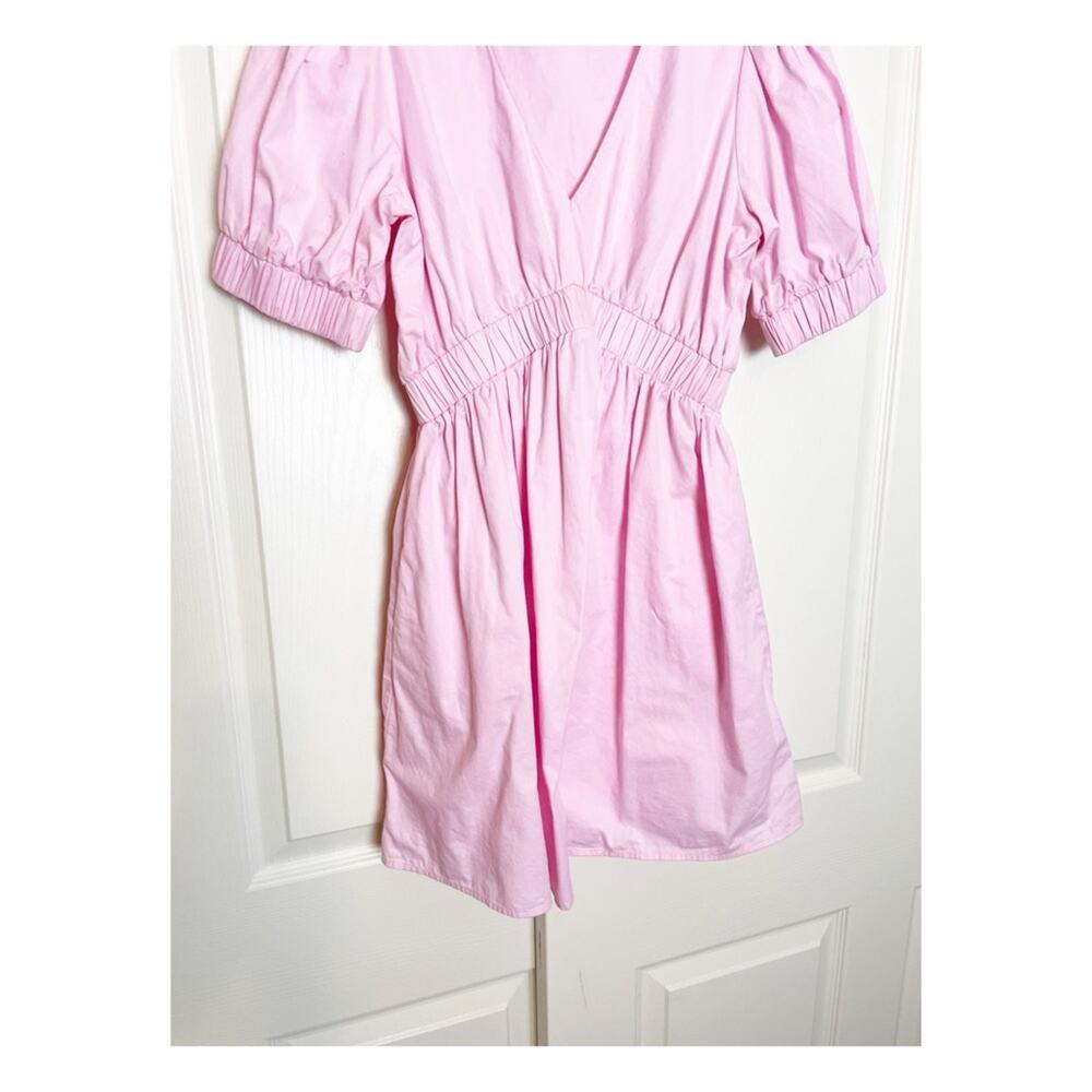 MINKPINK Lora Pink Empire Waist Mini Dress Puff Sleeve Cotton Sz M - Picture 5 of 11